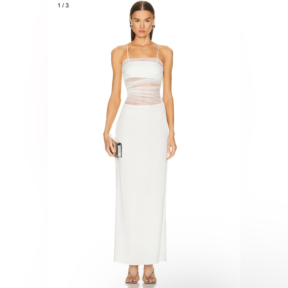 CHRISTOPHER ESBER
Contrast Sheer Panel Dress in White